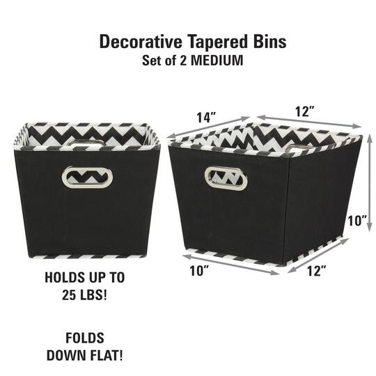 Household Essentials Chevron Fabric Tapered Storage Bins